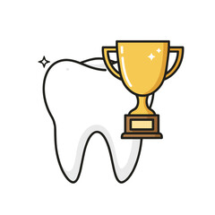 Winning Tooth with Golden Trophy &ndash; Dental Award Symbol for Pediatric Excellence