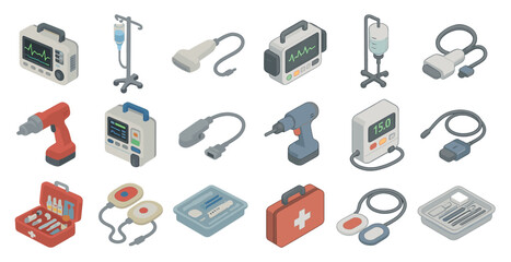 Medical equipment icons for healthcare and emergency use