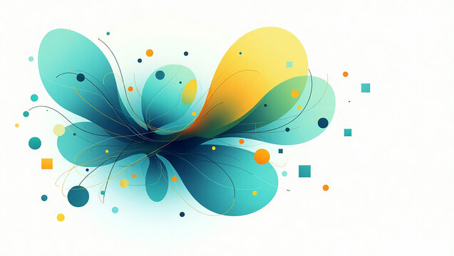 Abstract vector art with blue and yellow shapes arranged centrally. The design would be appropriate for a spring celebration or logo.

