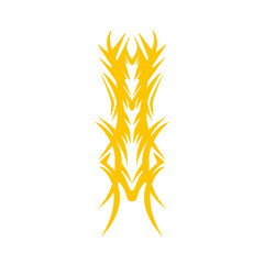 Ornate abstract glyph with golden hue on solid black backdrop creates visual depth