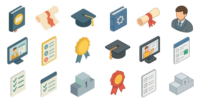 Education and achievement icons for academic success design