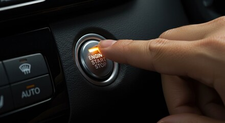 Hand pressing car ignition button
