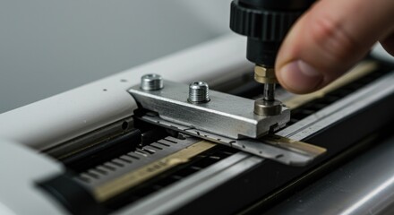 Hand using precision device close up