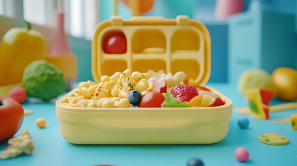 una lonchera para el almuerzo de los niños lonche infantil escolar colorido para la escuela alimentacion saludable con frutas y verduras 