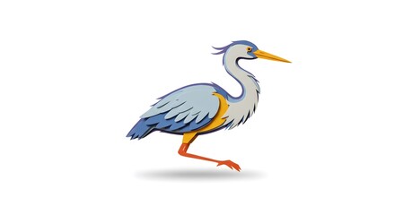 Fototapeta premium Elegant Great Blue Heron in Paper Art Style: A Vivid Illustration of Wildlife