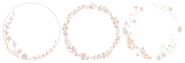 PNG Elegant floral wreath designs, element set on transparent background