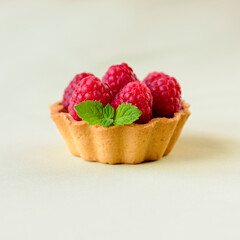 raspberry cupcake with mint