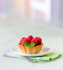 raspberry cupcake with mint