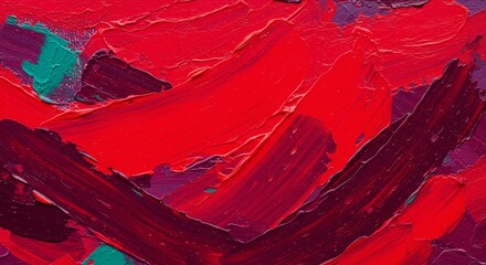 Abstract Red and Purple Impasto Painting - Vibrant red and purple hues in a dynamic impasto . Thick paint strokes create texture and movement. Perfect for modern art lovers