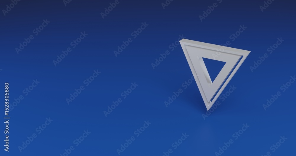 Poster isolated realistic white give way sign with shadow. located on the right side of the scene. 3d illus