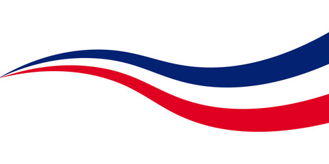 Fototapeta premium French flag tricolor rainbow curve design a blue stripe above a red stripe against a plain white background space filler