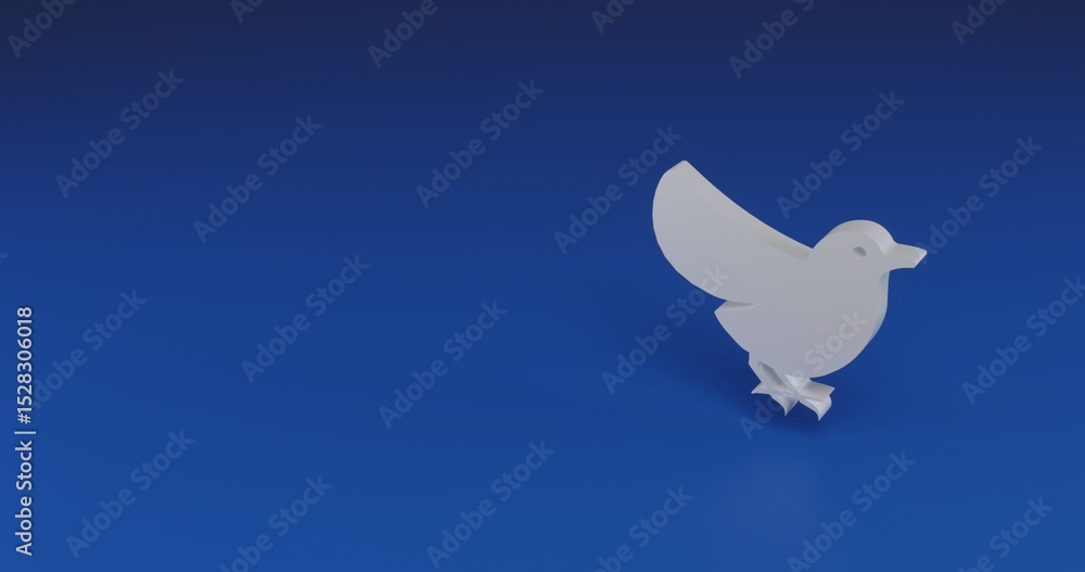 Aufkleber isolated realistic white bird symbol with shadow. located on the right side of the scene. 3d illustr