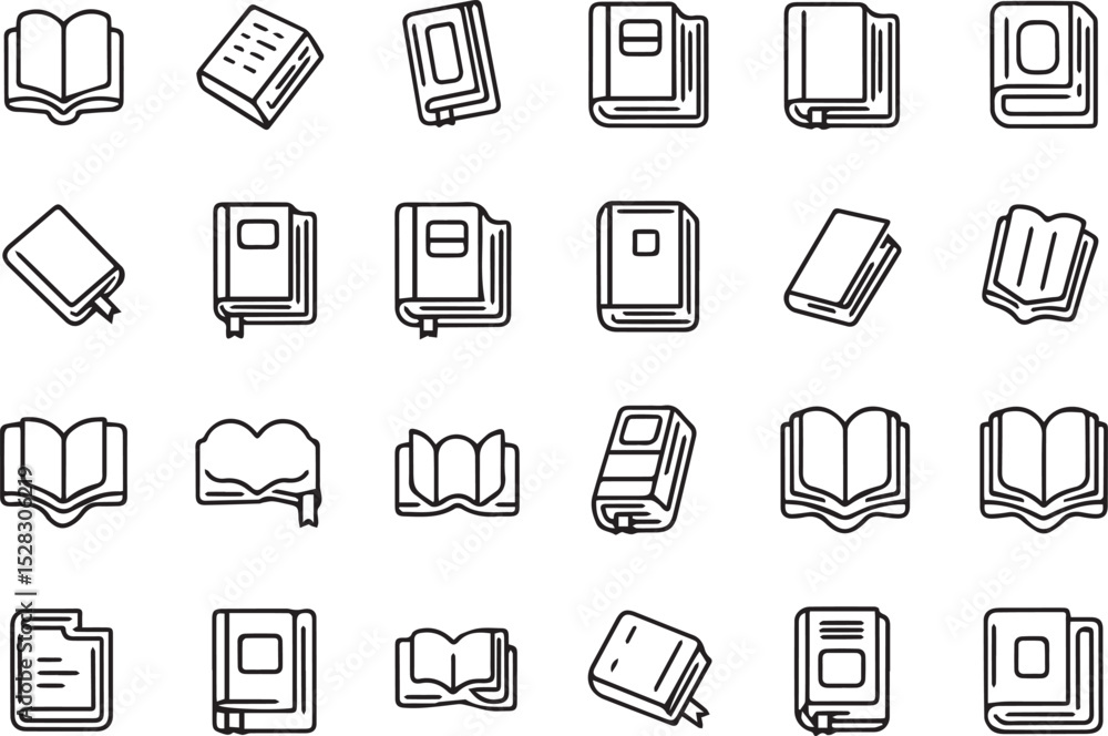 Poster book - minimal thin line web icon set. outline flat icons collection set vector illustration