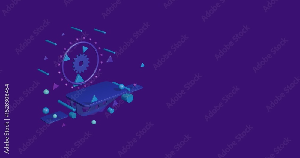 Poster pedestal of abstract geometric shapes floating in the air. abstract concept art with flying shapes o