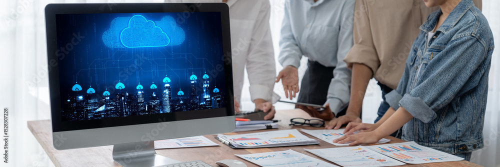 Leinwandbilder cloud computing software for brisk remote work and personal data storage