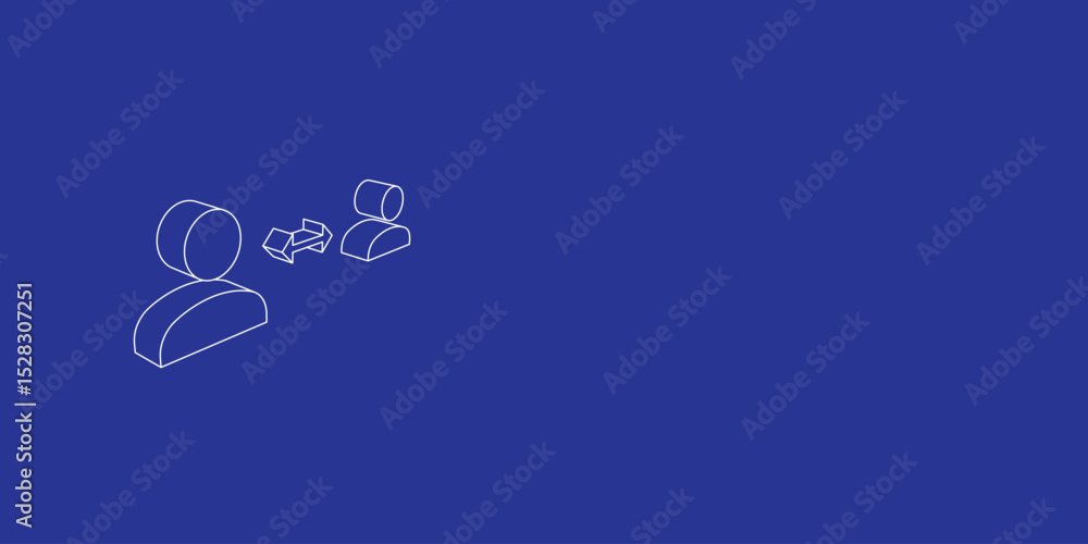 Aufkleber the outline of a large social distance symbol made of white lines on the left. 3d view of the object
