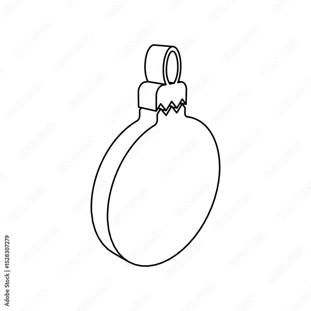 Poster the outline of a large christmas tree toy is made with black lines. 3d view of the object in perspec