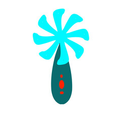 Stylized luminescent botanical form against inky background emitting aura