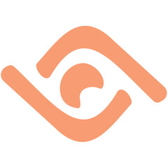 Abstract eye shape with curved lines in peach color on a white background design element illustration