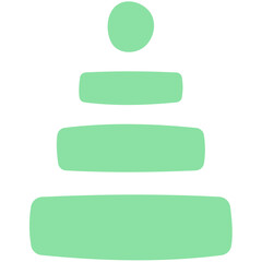 A simple stacking of rounded rectangles and a circle in a light green color on a white background