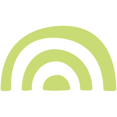 Illustration of a light green arched shape, resembling a stylized rainbow on a white background