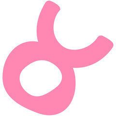 A pink taurus zodiac sign with curved horns and a circular base on a white plain background design