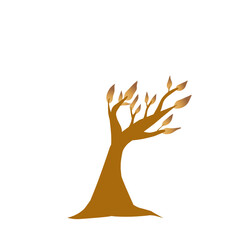 Golden Arboreal Silhouette: A minimalist tree illustration against a stark black background