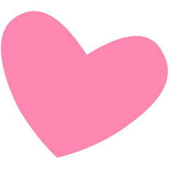 A simple pink heart shape with rounded edges isolated on a white background for design purposes