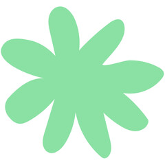 A light green flower shape with eight petals evenly spaced against a white background is displayed here