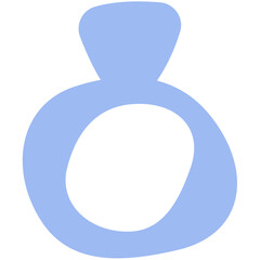 Illustration of a light blue ring with a triangular stone setting against a white background view