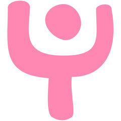 A pink abstract shape with a rounded top and a circle above it on a white isolated background