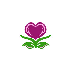 Stylized Heart Bloom: A Symbol of Affection Emerging from Verdant Growth