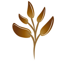 Stylized botanical illustration exhibiting golden leaves on a dark setting