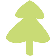 Illustration of a simple light green tree with a distinct trunk and triangular canopy shape design art