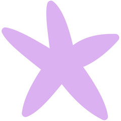 Illustration of a five pointed star with rounded edges and a soft lavender color on a white background