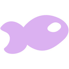 A simple illustration of a light purple fish with a white eye on a white background design style