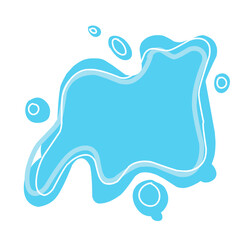Abstract cyan blot design with white outlines, Isolated on black background