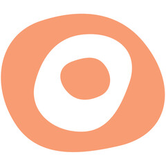 Abstract orange shape with a central void and inner circle on a white background design element