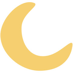 Illustration of a crescent moon shape in a light yellow color against a white background scene here