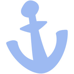 Illustration of a light blue anchor with a rounded top and curved arms on a white background design