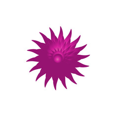 Abstract purple geometric shape radiating energy on a stark background