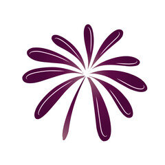 Stylized floral burst illustration on dark background, simple symmetrical design
