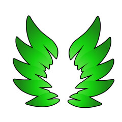 Abstract organic emblem with stylized green leaves, nature-inspired design