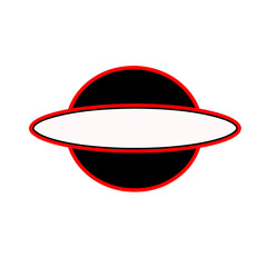 Abstract geometric design featuring a central white oval with red circle outline