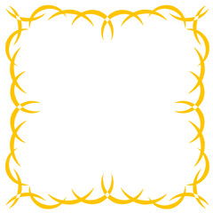 Golden symmetrical decorative frame with seamless curved pattern illustration