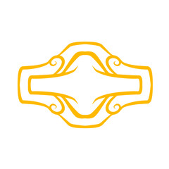 Golden abstract stylized decorative form on stark dark backdrop creation