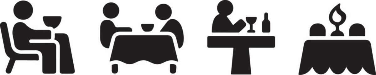 Diverse Restaurant and Cafe Interior Icons