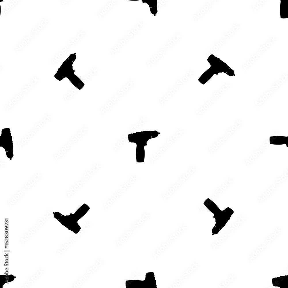 Poster seamless pattern of repeated black electric screwdriver symbols. elements are evenly spaced and some