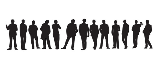 Silhouette people man and women in various poses collection.Vector illustration
