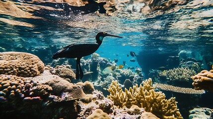 environment nesting among coral reefs in surreal birds